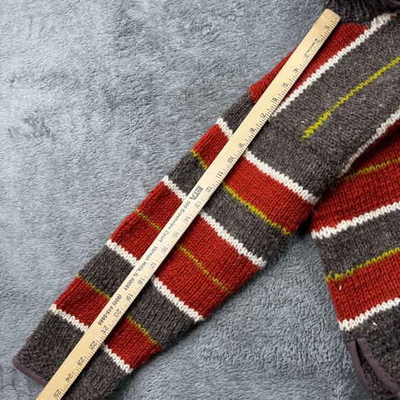 Chunky Knit Nepal Wool Handmade Rugby Sweater Laundromat NEW Adult L Red Stripe - Picture 6 of 7